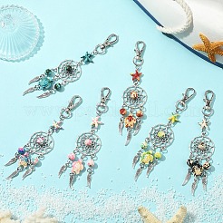 12個 6色 ウミガメ 合成ターコイズ&合金ペンダント装飾  合金製回転式ナスカンカニカン付き  ミックスカラー  130mm  2個/カラー&nbsp;HJEW-YW00245