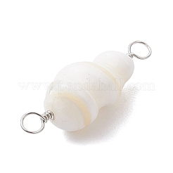 天然の巻貝コネクタチャーム  銅線と  シェル形状リンク  プラチナ  19~27x8~10x8~10mm  穴：3mm&nbsp;PALLOY-JF02812-01