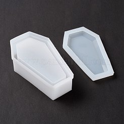 棺収納ボックス シリコンモールドキット  レジン型  UVレジン＆エポキシレジンのクラフト作り用  ハロウィンモチーフ  ホワイト  箱：125.8x76x36.5ミリ  蓋：123x73mm  2個/セット&nbsp;DIY-F118-01