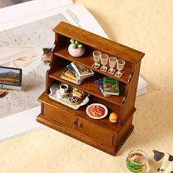 MDF ボードの本棚ミニチュア装飾品  マイクロランドスケープドールハウスアクセサリー  小道具の装飾のふりをする  シエナ  106x47x120mm&nbsp;PW-WGBD8F1-01