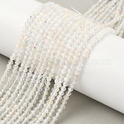 ナチュラルホワイトトパーズビーズ連売り  ラウンド  多面カット  3mm  穴：0.5mm  約110個/連  14.96''（38センチメートル）&nbsp;G-RM241221-B17