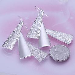 Silver Color Plated Textured Brass Triangle Dangle Earrings&nbsp;EJEW-BB11934