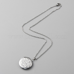304 Stainless Steel Photo Locket Necklace&nbsp;NJEW-WH0016-10