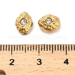 304ステンレススチールラインストーンビーズ  イオンプレーティング（ip）  18KGP本金メッキ  8x6.5x6mm  穴：1.6mm&nbsp;STAS-U047-08G
