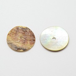 Flat Round Natural Akoya Shell Beads&nbsp;SHEL-N034-05