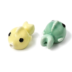 手作りの陶器ビーズ  金魚  光沢釉の磁器  ミックスカラー  19.5x12.5~13x12.5~13mm  穴：1.8~2mm&nbsp;PR-CBA8F89-01
