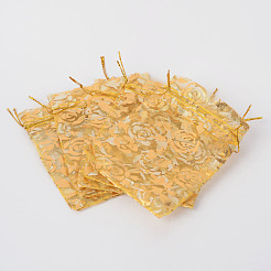 Rose Printed Organza Bags&nbsp;OP-R021-10x12-04
