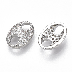 Brass Micro Pave Cubic Zirconia Links/Connectors&nbsp;KK-S356-054P-NF