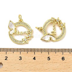 Mother's Day Brass Micro Pave Clear Cubic Zirconia Pendants&nbsp;KK-K365-23G