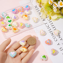 32個 8色 フリーハンドUVメッキアクリルビーズ  ハート  ミックスカラー  17x19.5x13.5~14mm  穴：2mm  4個/カラー&nbsp;FIND-SP0002-76