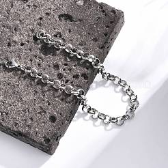 変色しにくい304ステンレススチールアズキチェーンブレスレット  カニカン付き  ステンレス鋼色  7-7/8インチ（200mm）  6mm&nbsp;BJEW-I202-02B