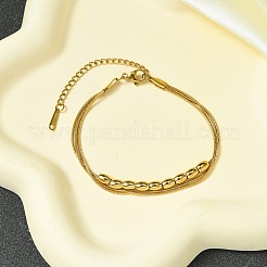 304ステンレススチールマルチ連ブレスレット  女性用バレルビーズスネークチェーンジュエリー  ミックスカラー  6-5/8インチ（16.7cm）&nbsp;BJEW-G733-02M