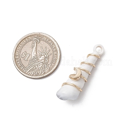 銅、アクリル、プラスチックのペンダント  巻き貝の形  ミックスカラー  38.5x11x12~14mm  穴：3mm&nbsp;PALLOY-JF03887-02