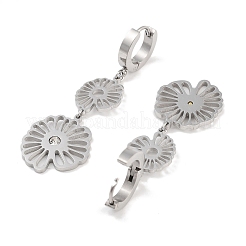 Left and Right Hollow Flower 304 Stainless Steel Dangle Earrings&nbsp;EJEW-L283-089P