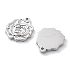 変色防止304ステンレススチールペンダント  花のチャーム  ステンレス鋼色  21x18x2.5mm  穴：1.6mm&nbsp;STAS-R130-17P