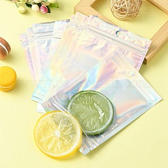 長方形のジッパー付きプラスチック製グリッターホログラフィックバッグ  再封可能なバッグ  透明  16x11cm  穴：8mm  片側の厚さ：2.3ミル（0.06mm）&nbsp;OPP-YW0001-03C