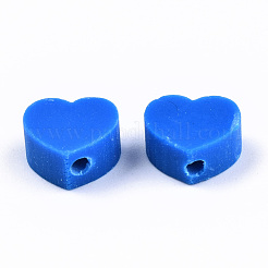 手作り樹脂粘土ビーズ  ハート  ミックスカラー  10x10x5mm  穴：2mm&nbsp;CLAY-T016-68
