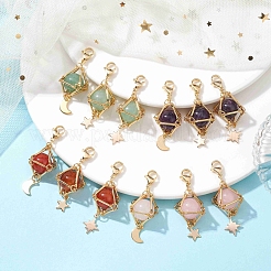 Natural Gemstone Brass Pendant Decorations&nbsp;HJEW-JM01817