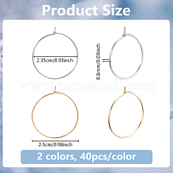 80Pcs 2 Colors 316 Surgical Stainless Steel Hoop Earrings Findings&nbsp;STAS-DC0016-50A