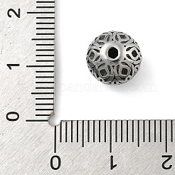 316サージカルステンレスビーズ  ラウンド  アンティークシルバー  10x9.5mm  穴：1.6mm&nbsp;STAS-S173-04AS
