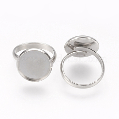 Tarnish Resistant Adjustable 304 Stainless Steel Finger Rings Components&nbsp;X-STAS-L193-P-14mm