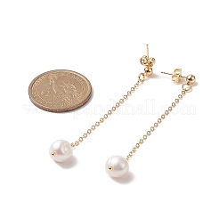 Natural Pearl Dangle Stud Earrings&nbsp;EJEW-JE05221-01