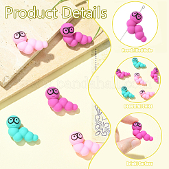 6個3色シリコンビーズ  DIYネックレスとブレスレットの作り方  キャタピラ  ミックスカラー  22.5x29x14mm  穴：3mm  2個/カラー&nbsp;SIL-YW0002-18