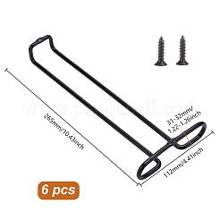 鉄製の逆さま壁掛けワインラック6個  ブラック  265x112x31~32mm&nbsp;AJEW-WA0002-07B