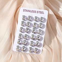 304ステンレススチール研磨効果フープピアス  ステンレス鋼色  13.5x6mm&nbsp;EJEW-M001-37P