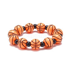 子供のためのスポーツ テーマ アクリル ビーズ ストレッチ ブレスレット  ミックスカラー  内径：1-5/8インチ（4.2cm）&nbsp;BJEW-JB08550