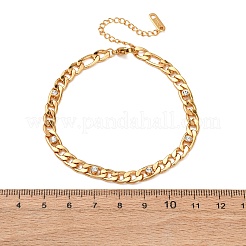 304 Stainless Steel Rhinestone Curb Link Chain Bracelets for Women&nbsp;BJEW-L721-01G