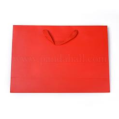 クラフト紙袋  ハンドル付き  ギフトバッグ  ショッピングバッグ  長方形  レッド  28x40x12.2cm&nbsp;AJEW-F005-04-D