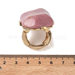 天然ロードクロサイトと合金を使用した女性用指輪  ナゲット  ゴールドカラー  ナゲット：36.5~37x30mm  内径：17.5~19mm&nbsp;RJEW-G375-01G-04