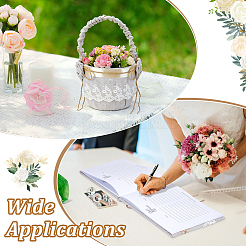 1Pc Square Linen Lace Wedding Ring Display Pillow with Flower&nbsp;AJEW-WA0004-22