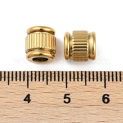 イオンプレーティング(ip)202ステンレスビーズ  コラム  18KGP本金メッキ  8x8mm  穴：4mm&nbsp;STAS-Q336-03G