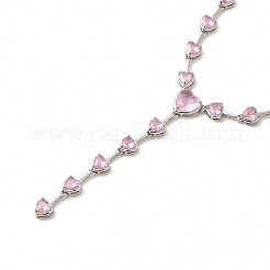 Cubic Zirconia Heart Link Chain Lariat Necklace&nbsp;NJEW-E074-07