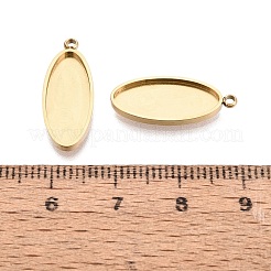 304ステンレススチールペンダントカボション部品  オーバル  イオンプレーティング（ip）  18KGP本金メッキ  トレイ：17x7mm  20x8x1.8mm  穴：1.5mm&nbsp;STAS-Q113-25D-G