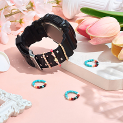 6Pcs 2 Styles Glass Beaded Decorative Rings for Smartwatch Band&nbsp;AJEW-CP0009-94B