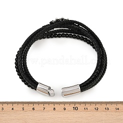マイクロファイバーレザーとガラスのマルチ連ブレスレット（男性・女性用）  304ステンレススチール製マグネット留め具付き  アンカー＆舵  8-3/4インチ（22.1cm）&nbsp;BJEW-H631-04A-AS