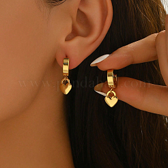 エレガントなステンレススチールのハートフープピアス  ゴールドカラー  25x10mm&nbsp;IX4549