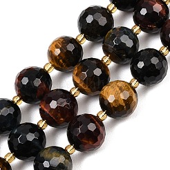Three-Color Natural Tiger Eye Beads Strands&nbsp;G-C249-A29-16mm