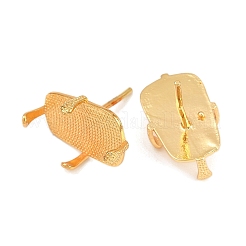 真鍮製スタッドピアスパーツ  長持ちメッキ  ラックめっき  長方形  ゴールドカラー  23x15mm  内径：21mm  ピン：16mm&nbsp;KK-Z122-13G