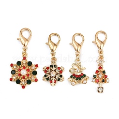 4Pcs Christmas Alloy & ABS Plastic Pearl & Rhinestone Pendant Decorations&nbsp;HJEW-JM04166