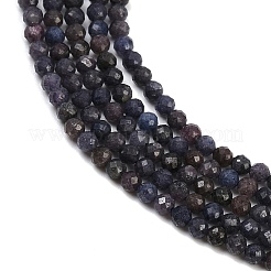 天然サファイアビーズ連売り  多面カット  ラウンド  3.5mm  穴：0.6mm  約118個/連  15.55''（39.5センチメートル）&nbsp;G-G204-A01-3.5mm