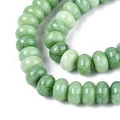 ガラスビーズ連売り  天然石風  ロンデル  染め  ダークシーグリーン  8~8.5x4.5~5mm  穴：1~1.2mm  約155~159個/連  30.12~31.30インチ（76.5~79.5cm）&nbsp;X-GLAA-N059-5x8mm-42