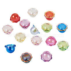 40色UVメッキアクリルビーズキャップ10個  花  ミックスカラー  24x15.5mm  穴：3mm  内径：16.5mm  4個/カラー&nbsp;PACR-TA0001-22