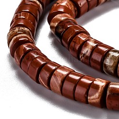 天然石レッドジャスパービーズ連売り  ヒシビーズ  フラットラウンド/ディスク  6x3mm  穴：1mm  約119~131個/連  14.76~15.74インチ（37.5~40cm）&nbsp;G-Z006-C33
