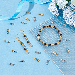 50個2スタイル304ステンレススチールチューブビーズ  中空  ゴールデン·ステンレス鋼色  12x4mm  穴：3mm&nbsp;STAS-UN0049-27