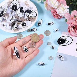 楕円形プラスチック工芸安全アイ  人形作り用品  プラスチックワッシャー付き  ホワイト  14~47x10~30.5mm&nbsp;DIY-GL0005-64C