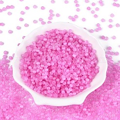 ドローベンチスタイルのガラスシードビーズ  ラウンド  模造キャットアイビーズ  丸い穴  マゼンタ  4x3mm  穴：1.4~1.8mm  約7500個/ポンド&nbsp;SEED-N008-11F